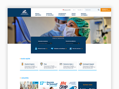 CHU de Nantes Hospital website homepage hospital landing ui ux website