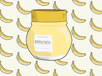 Glow Recipe Banana Soufflé Moisture Cream beauty cosmetics design illustration skincare vector