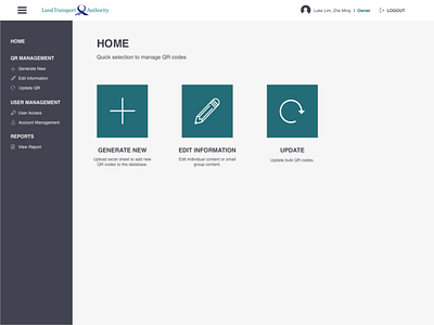 Singapore LTA Intranet Portal (Bulk QR Code Generator) intranet portal ui userjourney ux webdesign
