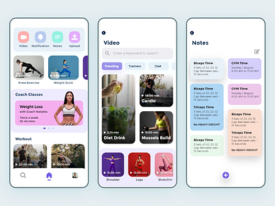 Fitness app UI Design branding concept design creative fitness mobile app ui ux