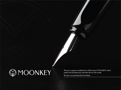 Moonkey logo Concept alphabet concept creative design fountain pen illustration illustrator inkpen letter letter m logo nib pen vector