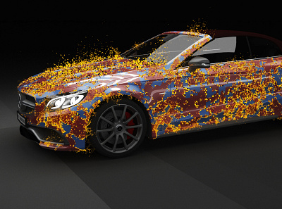 Disintegration 3d 3d art 3ds max car digital art mercedes motion graphics simulation tyflow vehicle vray