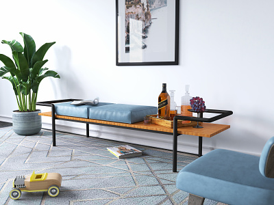 T904 Bench - 3d Model architecture bench design furniture furniture design interior model product design visualization