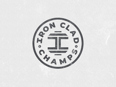 Iron Clad Champs Logo Concept badge badge logo badgedesign bodybuilding bold brandidentity branding dribbbler dumbbell fitness graphic design lettermark logo logodesign monogram