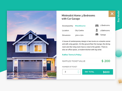 Modal Concept - Property Raffles buy form landing modal modal page photo property ui ux website