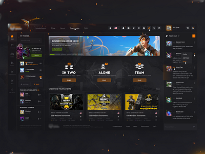 eSport Gaming Platform - Game Dashbaord