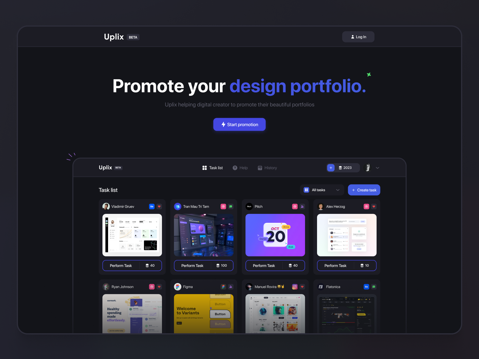 Uplix - Promote your design portfolio by Alex Herzog on Dribbble