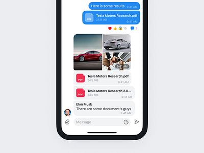 Openland - Multi Attach Message app attach attachments bubble chat design doc elon musk interface media message messaging messenger mobile photo startup tech tesla ui ux