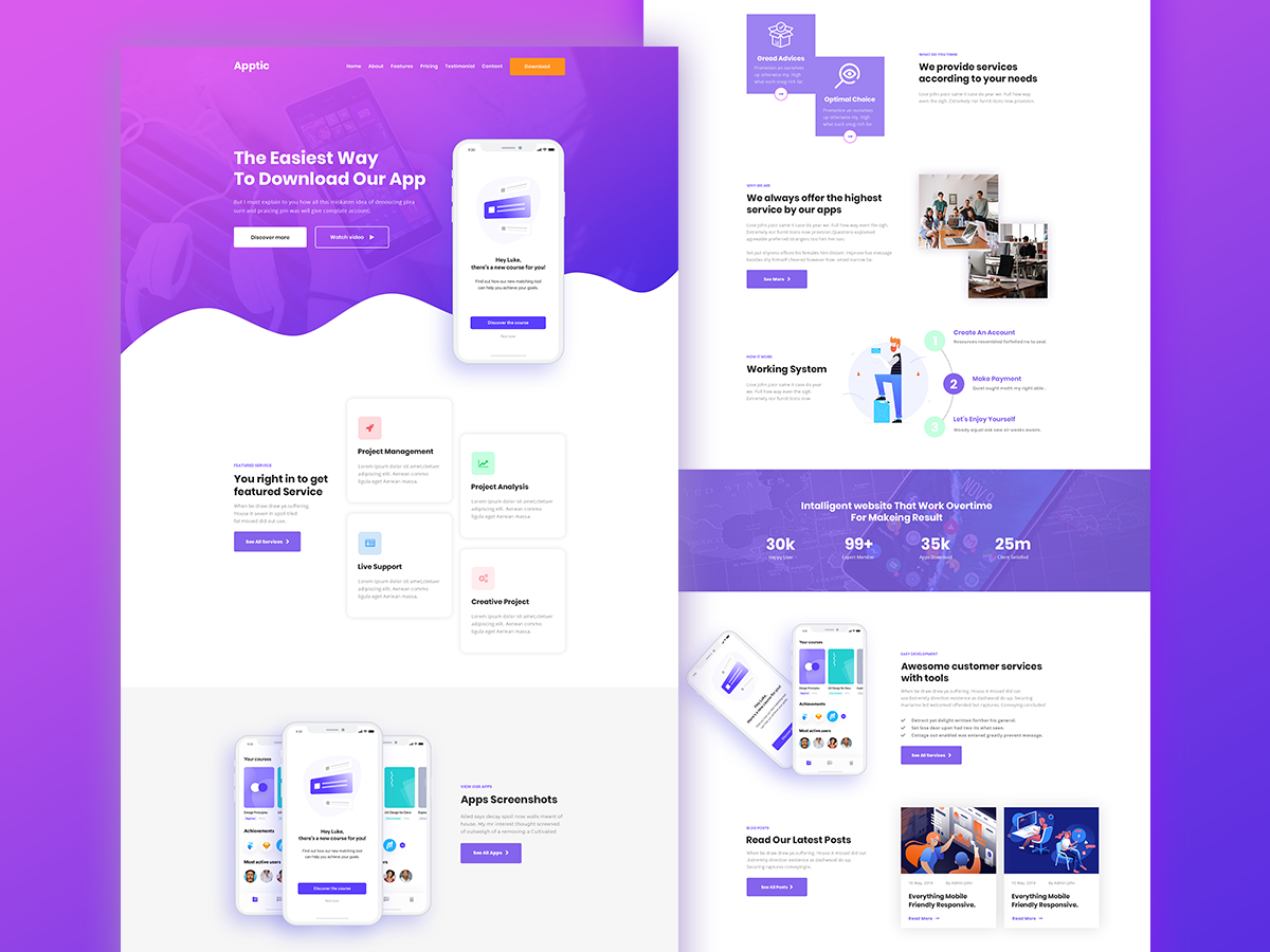 Apptic - App landing psd template by Rinki khanam on Dribbble