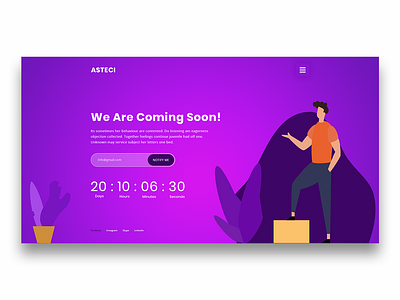 Asteci - Coming soon psd template branding clean design coming soon creative design flat illustration landing page ui vector web design