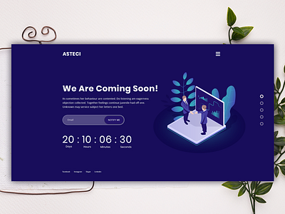 Asteci - Coming soon psd template (v2) clean design coming soon coming soon template countdown creative design design landing page ui ux design web design