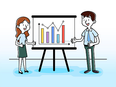 Man and Woman Presentations Business Growth Data Illustration business bussines carrier chart company discussion employee landing page man presentation woman