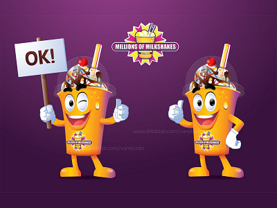 Milkshake Mascot beverage branding cartoon design drink illustration mascot milkshake vector