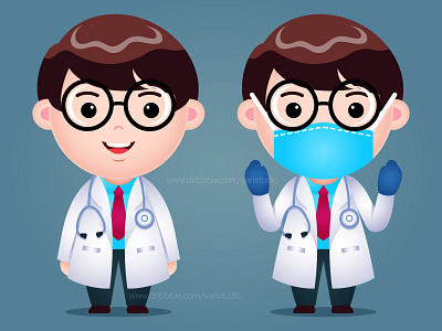 Cartoon Doctor Male Character Illustration cartoon childrens illustration coronavirus design doctors illustration mascot vector