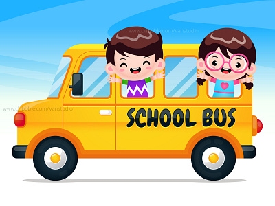 School Bus With Happy Kids school