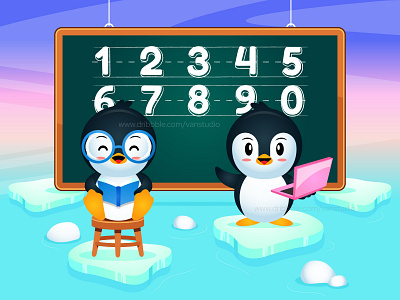 Cartoon Happy Penguin Education ice snow