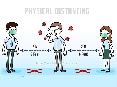 Cartoon Employee With COVID-19 Coronavirus Symptoms Coughing