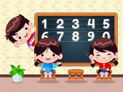 Kids Teaching And Learning Number In Front Of Chalk Board blackboard