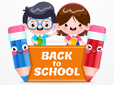 Back To School Cute Student With Pencils blackboard