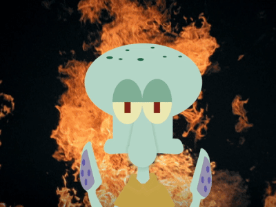 SQUIDWARD in hell after effects animated animation burning compositing fire motion graphics squidward