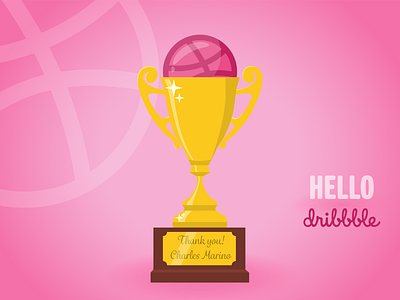 Hello Dribbble ball debut debutshot design firstshot graphic design hello dribbble illustration pink thank you