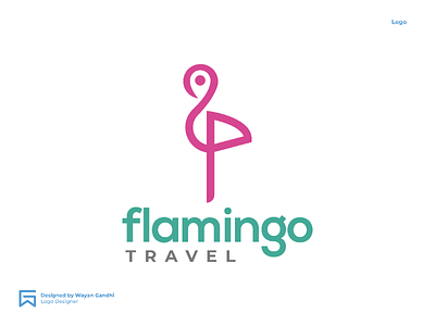 Flamingo Travel Concept by Wayan Gandhi flamingo flamingo logo flamingo travel flamingo travel logo green light logo design pink simple travel travel agency travel logo