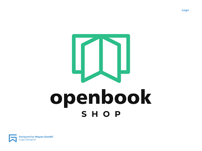 openbook Shop Logo Concept book logo clever logo green green logo line logo design logo line monogram open book logo open logo simple logo wayan gandhi