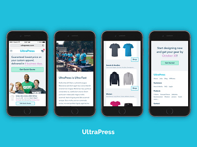 UltraPress, Mobile Web clean ecommerce free quote iphone 6 mobile mobile web shopping t shirt design ui ux