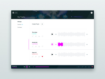 My Tracks :: Ghost Audio audio clean desktop music music player ui ui design web app web design website