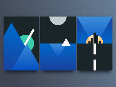 Card Design Exploration card cards city content design geometric graphic design lake mountain poster shapes sky