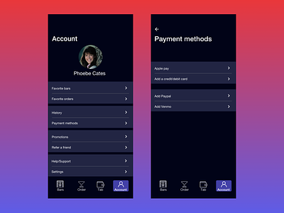 Account and Payment method app iphonexs payment app ui uidesign ux ui ux design uxdesign