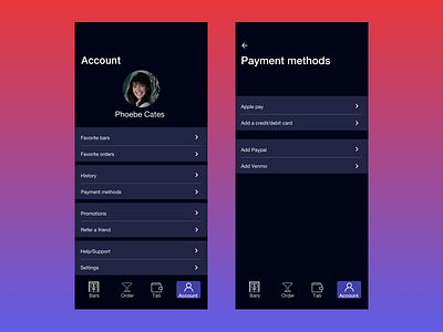 Account and Payment method app iphonexs payment app ui uidesign ux ui ux design uxdesign