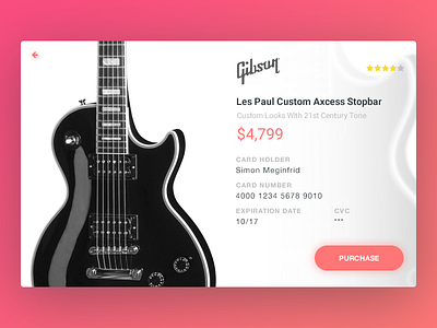 Credit Card Checkout UI card checkout dailyui design ecommerce gibson guitar shop ui ux web website