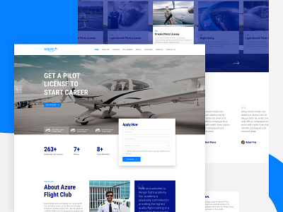 WordPress Landing Page Design | Azure Flight Training Academy app branding branding design landing ui ux vector