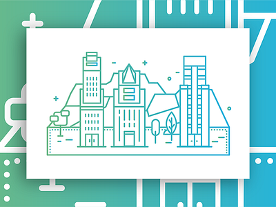 City for IMS Connect app building city cool flat foursquare gradient holiday icon illustration line