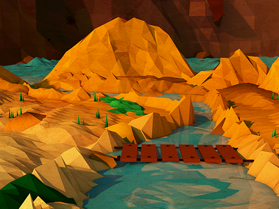 Low poly Cave 3d 4d abstract c4d cinema 4d gradient landscape low poly lowpoly render scene