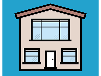 Think Line House flat house thick lines vector