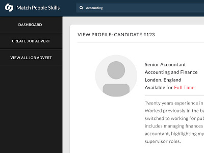 Candidate Profiles avatar candidate dark flat jobs profile