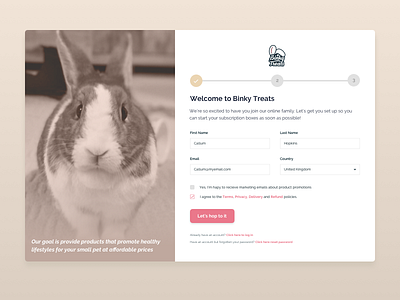 Daily UI Challenge #001 - Sign Up animals bunnies dailyui dailyui 001 design form rabbits signup signup form signup page uidesign uipractice ux