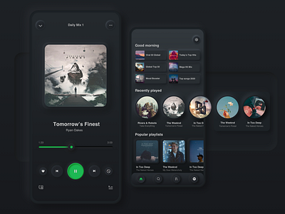 Spotify Neumorphism - Home & Music Player
