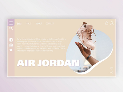 First screen of the sneaker site air air jordan design girly jordan landing landing page pale pink site site design sneaker sneakers ui ux web website