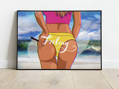 summer butt 420 ass blunt booty butt color cute drawing erotic fashion girl girl illustration glitch gta procreate smoke summer summertime sunny woman