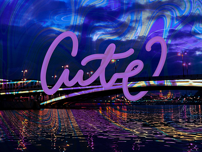 Cute city 3d art city design lettering liquid moscow night type word