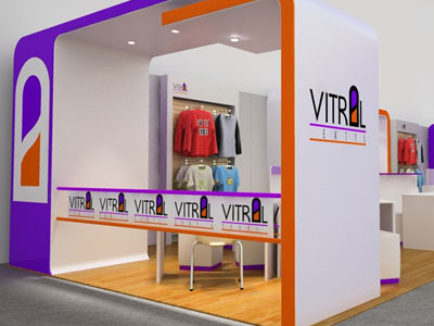 Vitral Booth 3d booth design interior showcase stands
