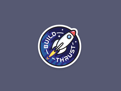 Build Thrust Sticker adobe illustrator badge build thrust rocket space sticker vector