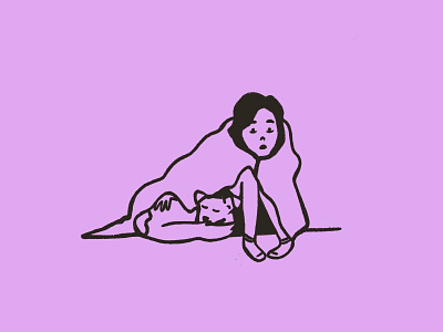 Emotional Support Animal alone dog dog illustration drawing esa gif home illustration line drawing movie pets procreate purple scared scary stay home therapy ui wfh woman illustration