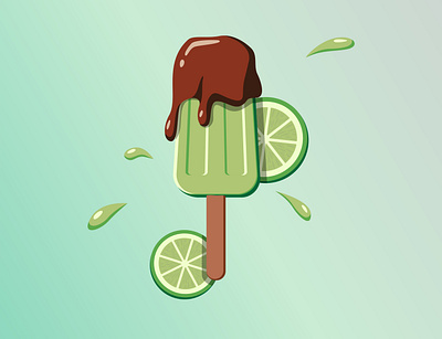 Summer fruit ice cartoon chocolate concept flat fruit fruits ice cream icecream illustration lime vector дизайн иллюстрация