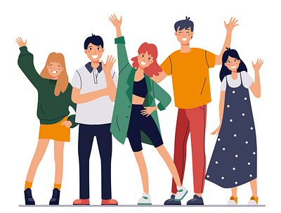 People group 01 cartoon concept flat group hello illustration people smile vector дизайн иллюстрация