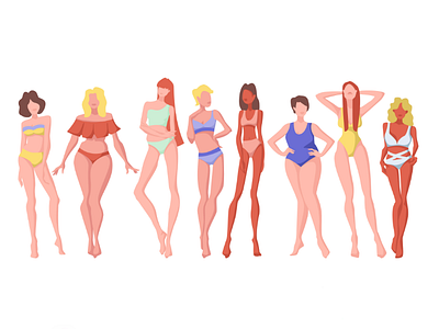 Body positive body swimsuit vector women