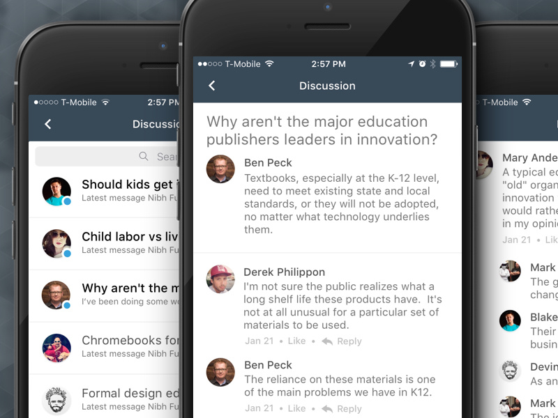Canvas App - Discussions by Ben Peck for Instructure on Dribbble